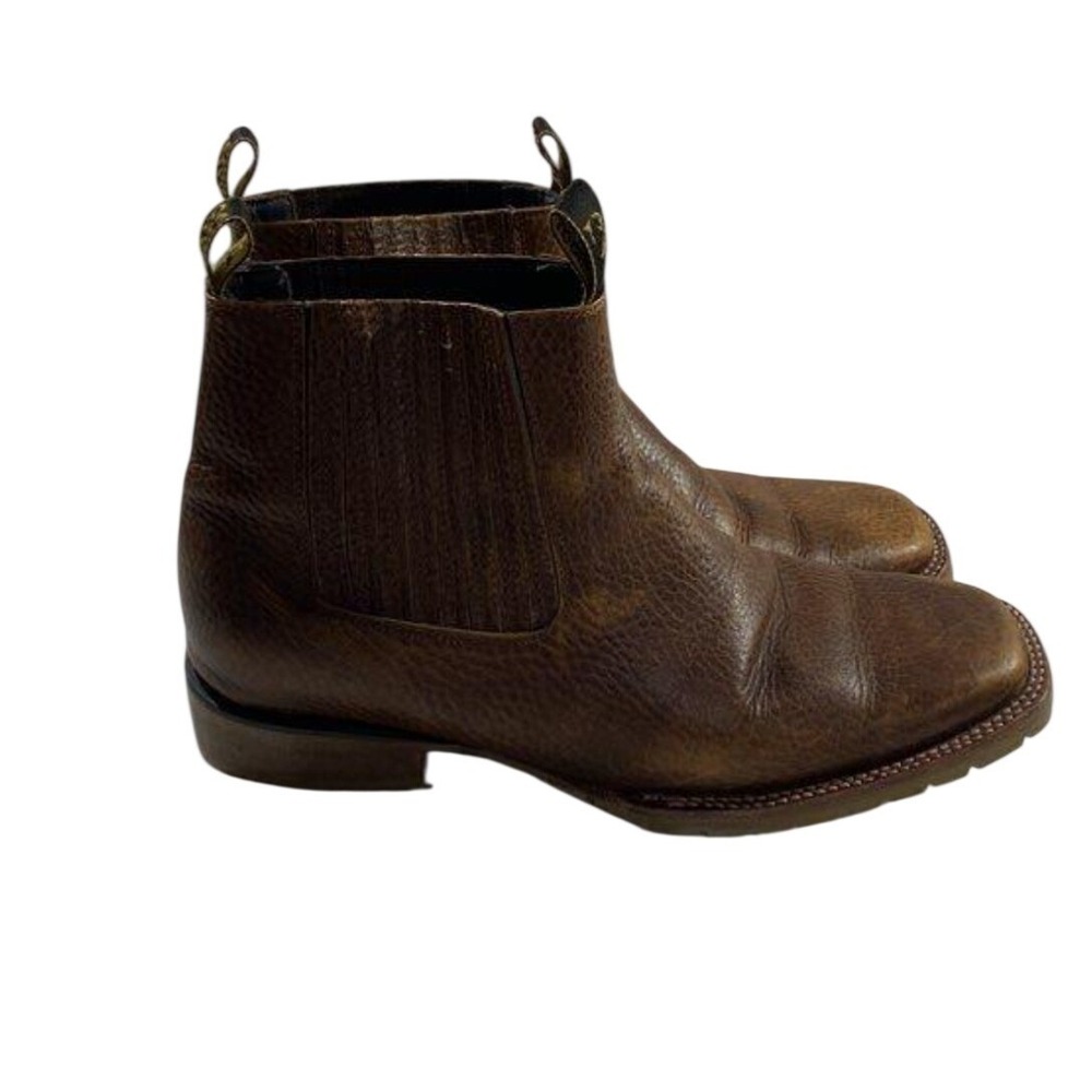 Bayo Boots Brown Leather Ankle Cowboy Boots Mens 13 Square Toe Lug Sole Western